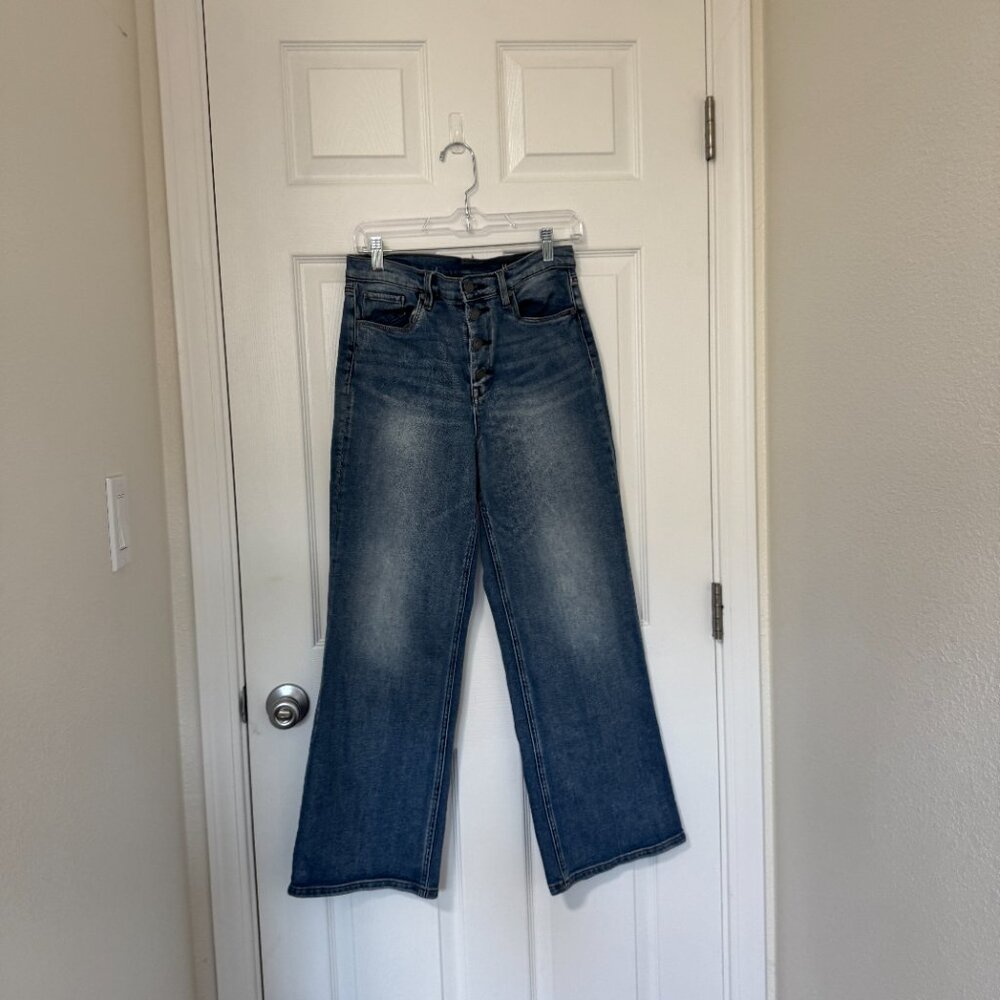 BLANKNYC Chrystie High Rise Button Fly Cropped Wide Leg Jeans Size 28 Retro Y2K - Picture 3 of 10